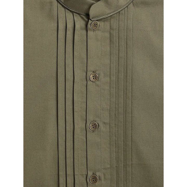 Tiber Taber 100% Cotton Woven Full Sleeves Shirt - Olive