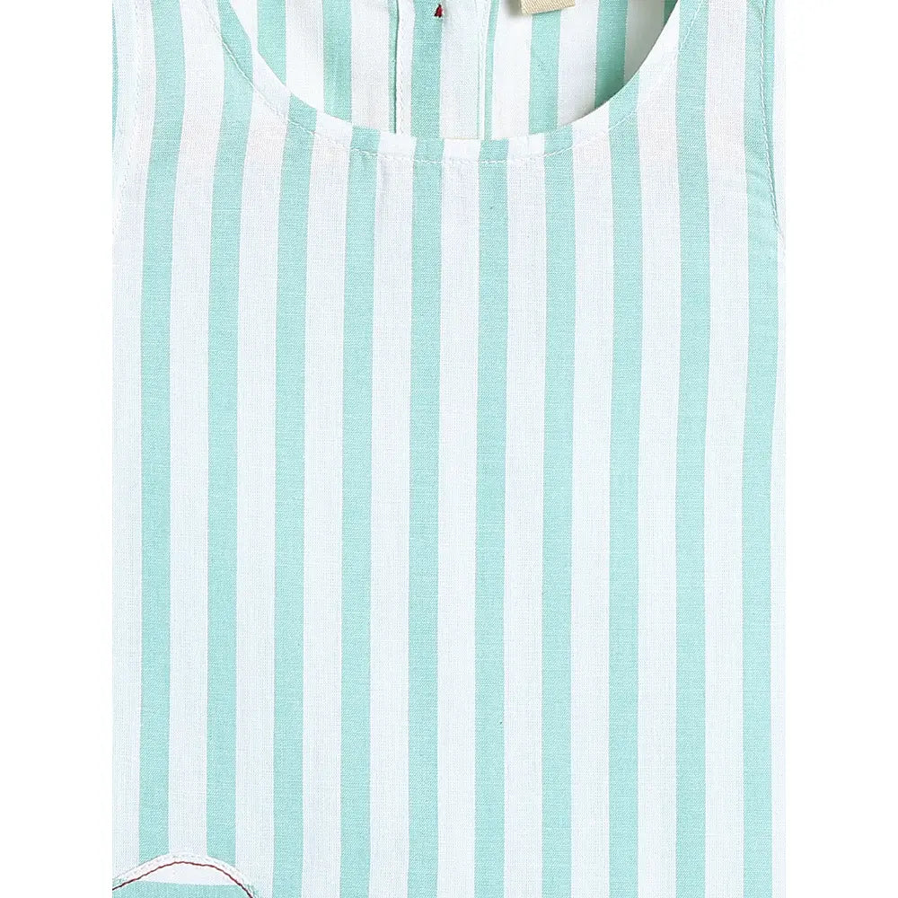 Tiber Taber 100% Cotton Green Woven Sleeveless Top