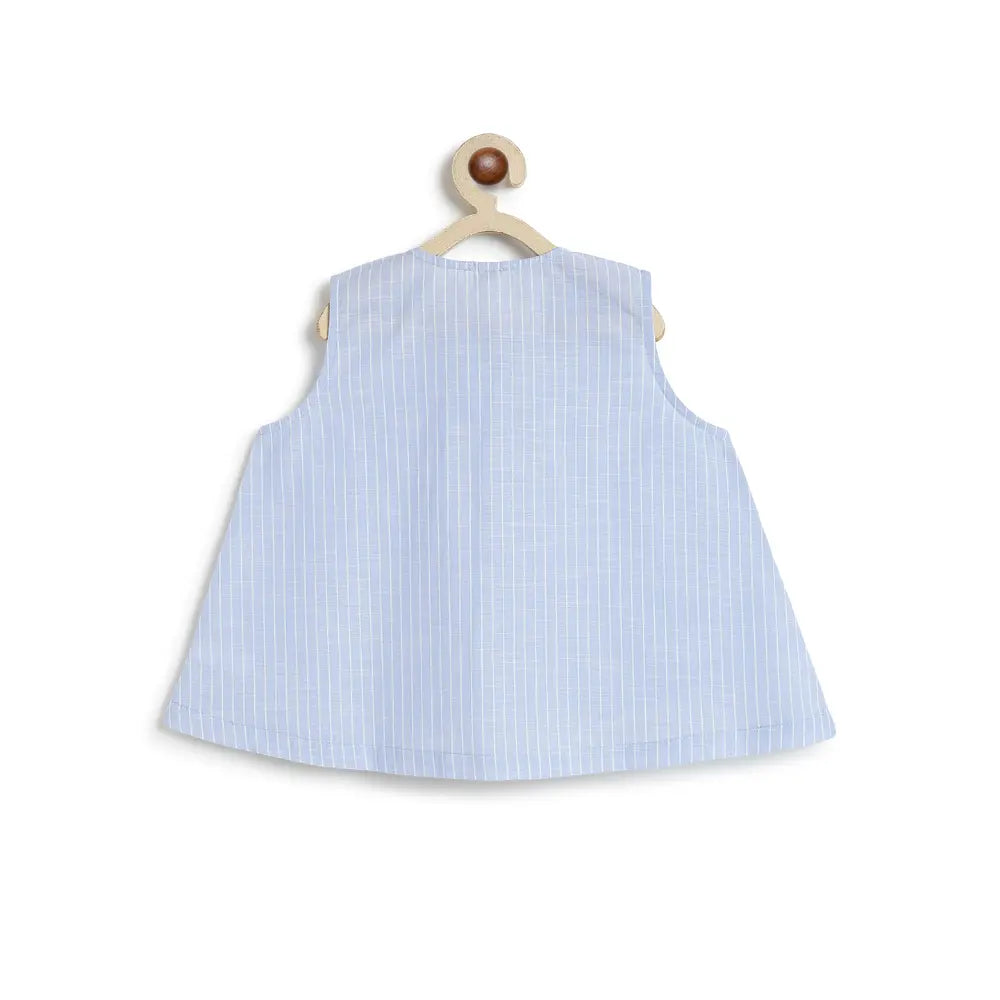 Tiber Taber 100% Cotton Blue Woven Sleeveless Top