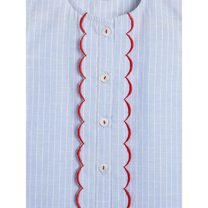 Tiber Taber 100% Cotton Blue Woven Sleeveless Top
