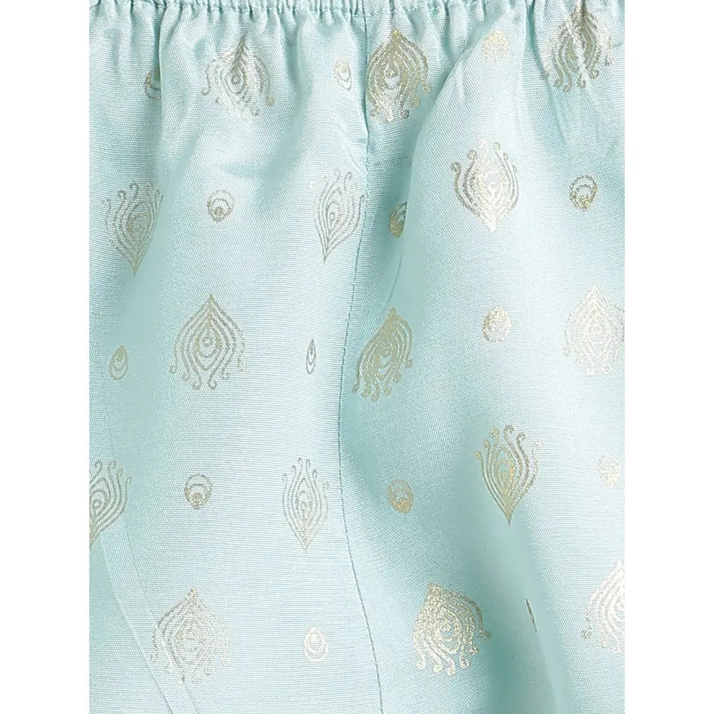 Tiber Taber 100% Viscose Woven Half Sleeves Festive Jhabla Set - Blue