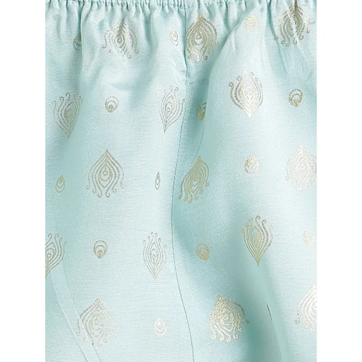 Tiber Taber 100% Viscose Woven Half Sleeves Festive Jhabla Set - Blue