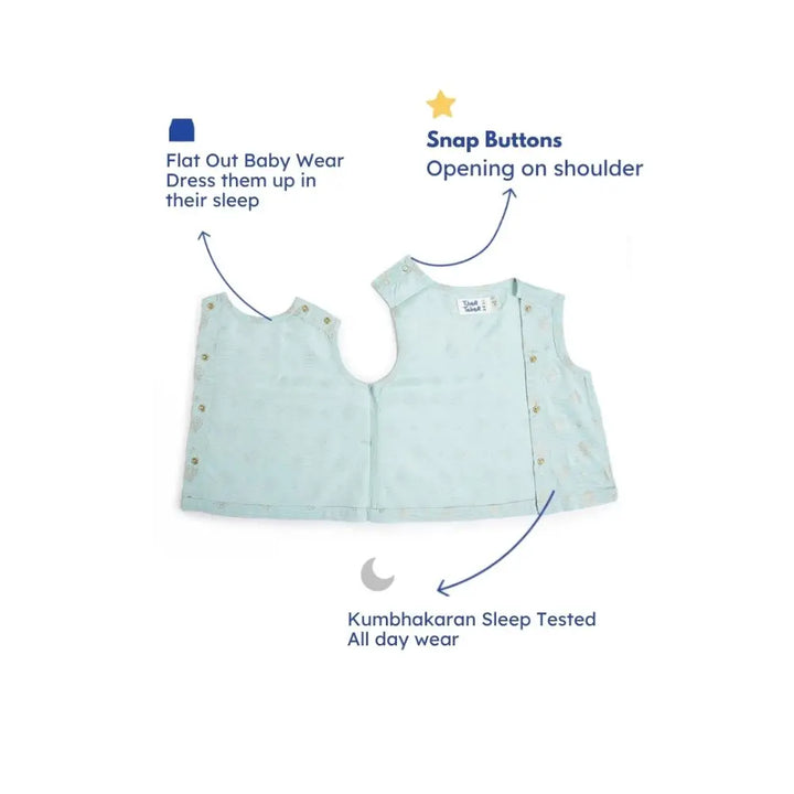 Tiber Taber 100% Viscose Woven Half Sleeves Festive Jhabla Set - Blue