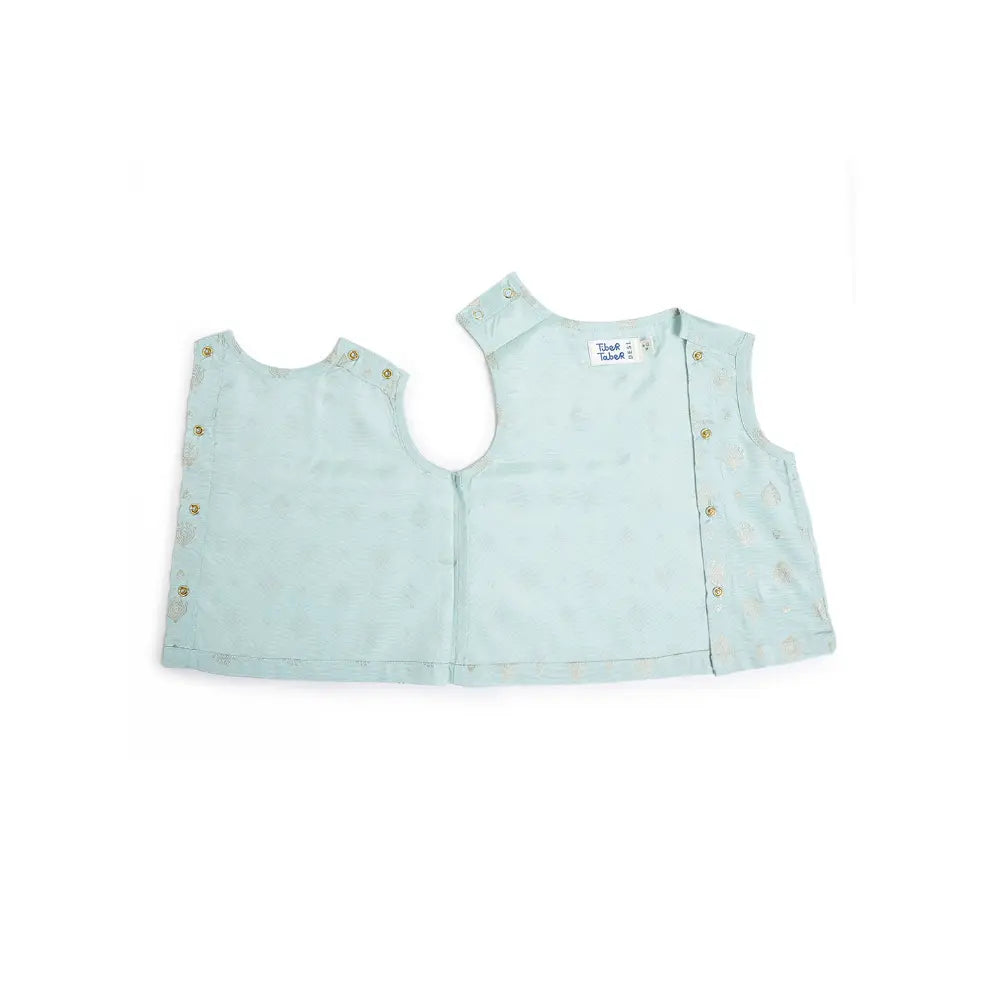 Tiber Taber 100% Viscose Woven Half Sleeves Festive Jhabla Set - Blue