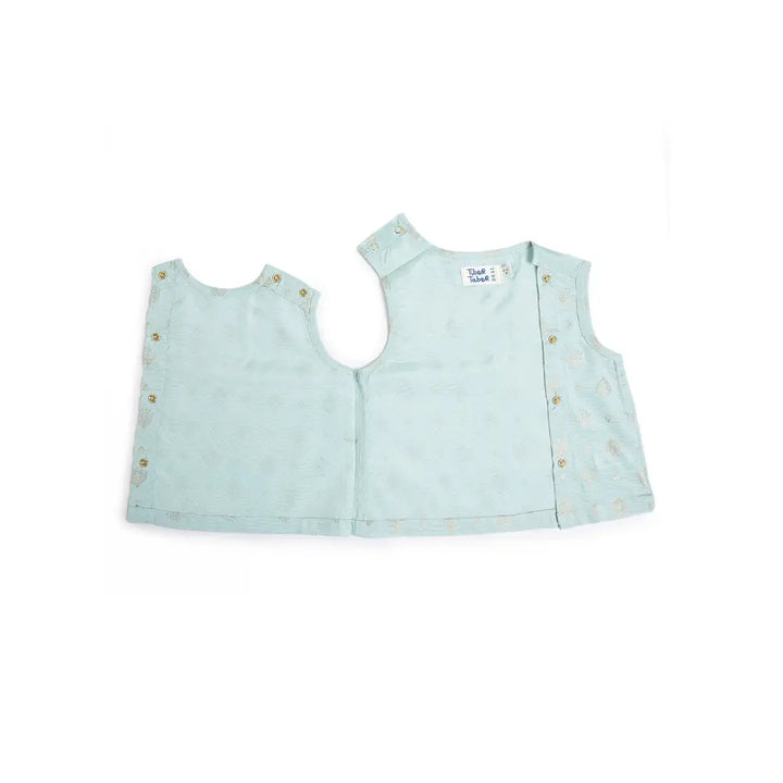 Tiber Taber 100% Viscose Woven Half Sleeves Festive Jhabla Set - Blue