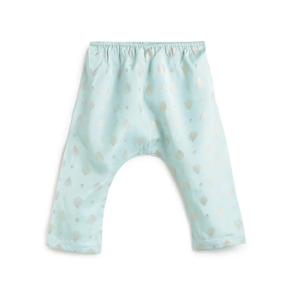 Tiber Taber 100% Viscose Woven Half Sleeves Festive Jhabla Set - Blue