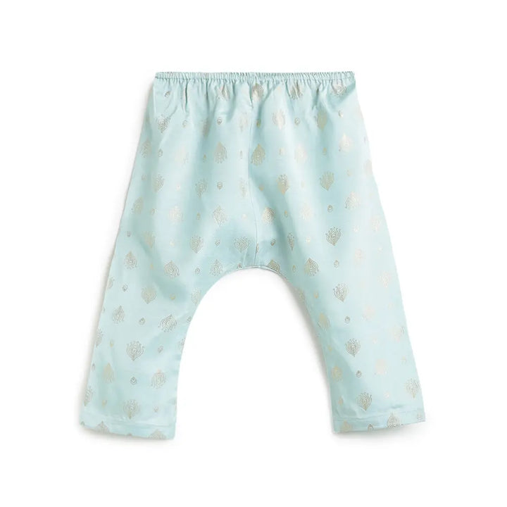 Tiber Taber 100% Viscose Woven Half Sleeves Festive Jhabla Set - Blue