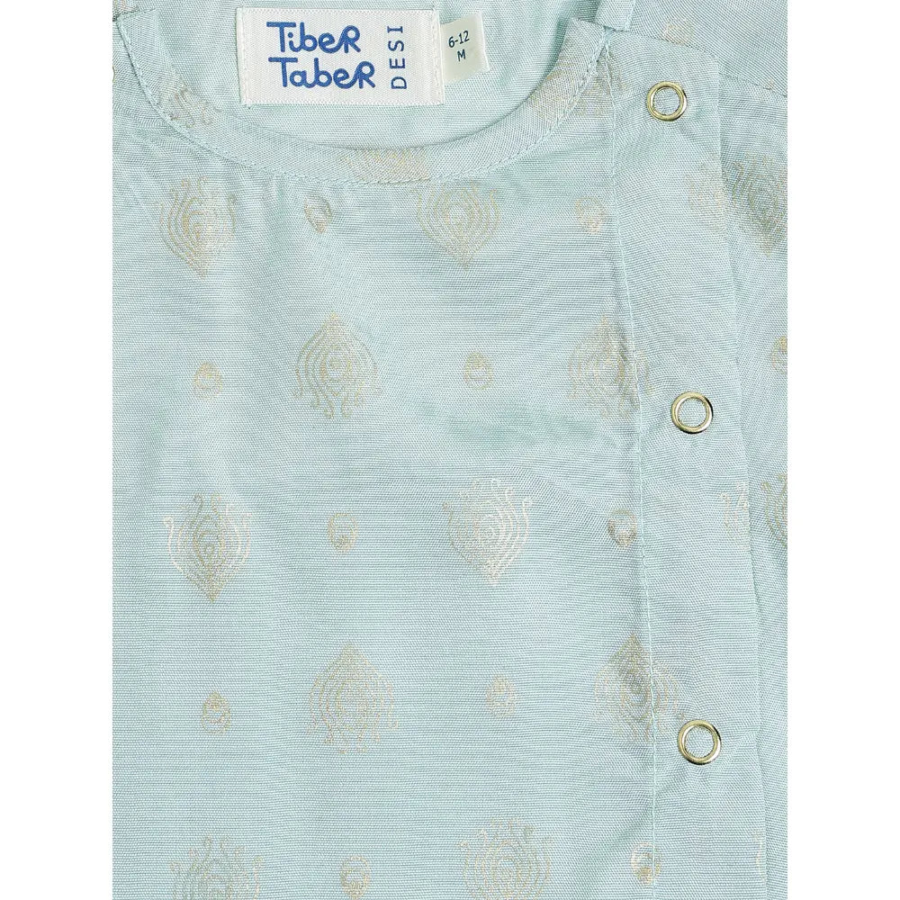 Tiber Taber 100% Viscose Woven Half Sleeves Festive Jhabla Set - Blue