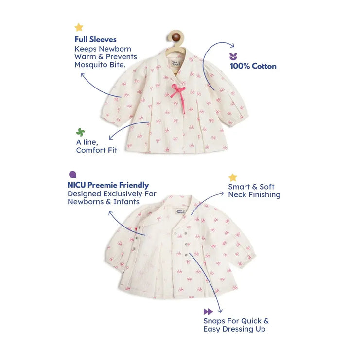 Tiber Taber 100% Cotton Full Sleeves Printed Jhabla Set - White