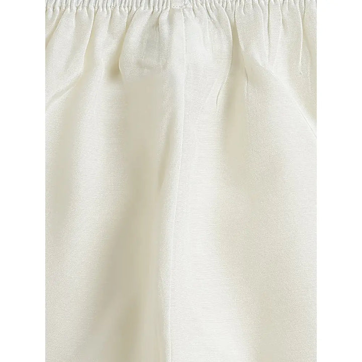 Tiber Taber 100% Viscose Woven Half Sleeves Festive Jhabla Set - Cream