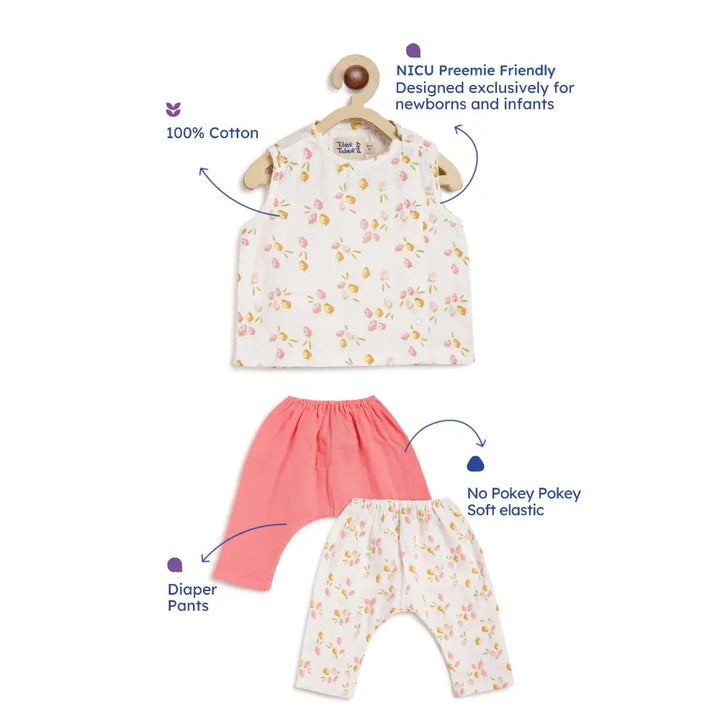 Tiber Taber Soft 100% Cotton Jhabla Set - Pink