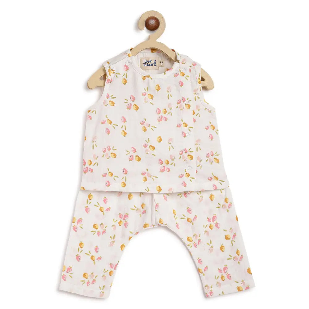 Tiber Taber Soft 100% Cotton Jhabla Set - Pink