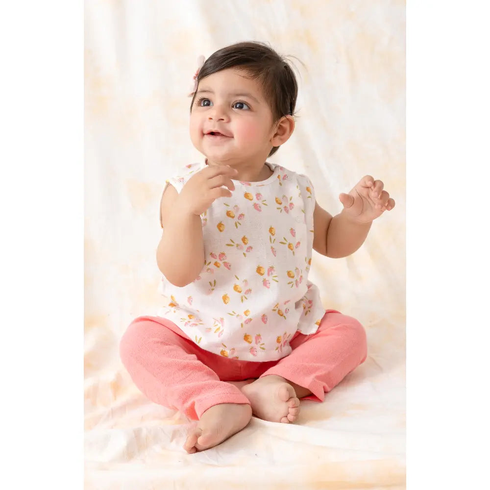 Tiber Taber Soft 100% Cotton Jhabla Set - Pink