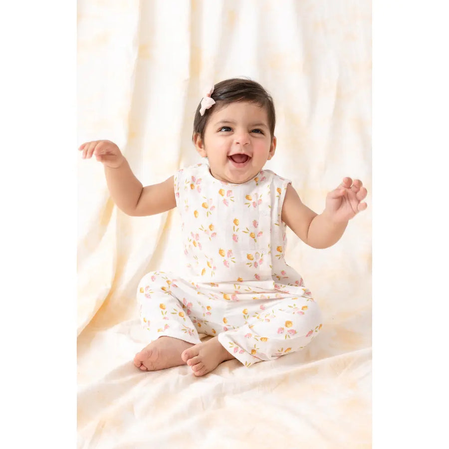 Tiber Taber Soft 100% Cotton Jhabla Set - Pink