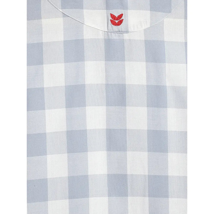 Tiber Taber 100% Cotton Woven Full Sleeves Checkered Kurta Pyjama Set - Blue