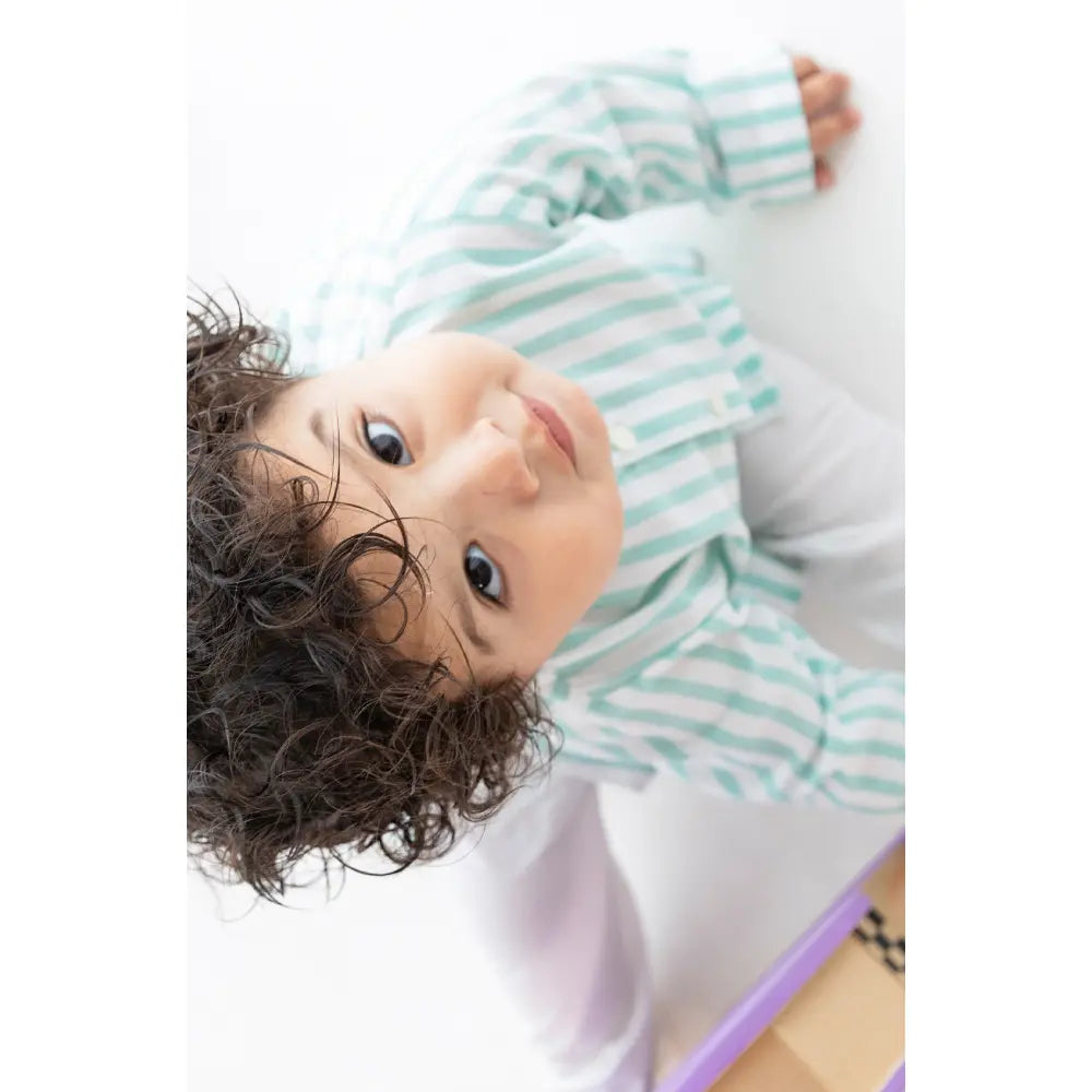 Tiber Taber 100% Cotton Full Sleeves Striped Kurta Pyjama Set - Green