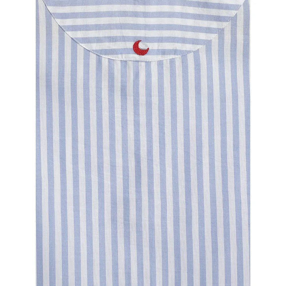 Tiber Taber 100% Cotton Woven Full Sleeves Striped Kurta Pyjama Set - Blue