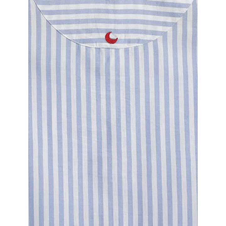 Tiber Taber 100% Cotton Woven Full Sleeves Striped Kurta Pyjama Set - Blue