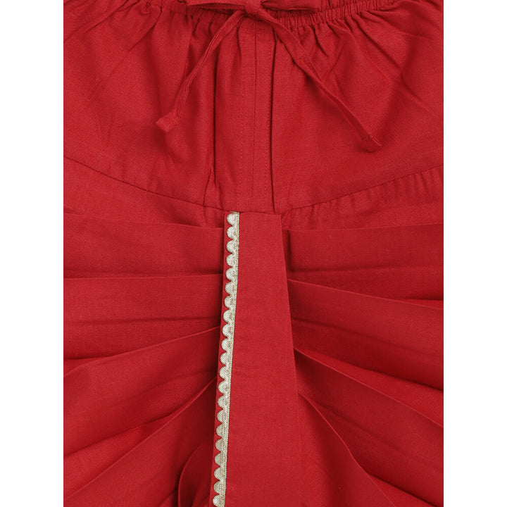 Tiber Taber Baby Boy Ganesha Embroidered Cotton Dhoti Kurta Set - Cream