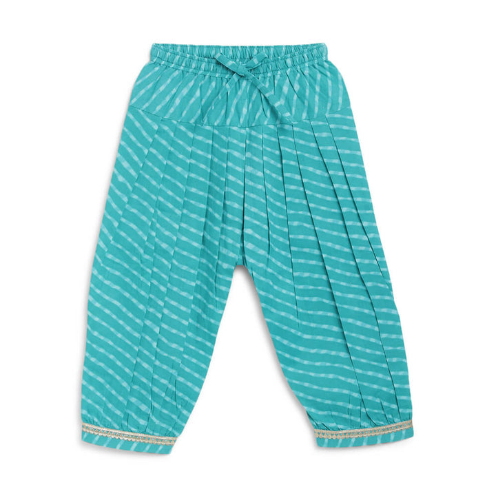 Tiber Taber Baby Girl Bandhani Print Cotton Angrakha Set - Blue