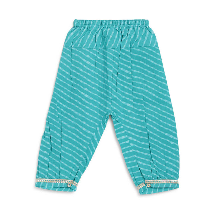 Tiber Taber Baby Girl Bandhani Print Cotton Angrakha Set - Blue