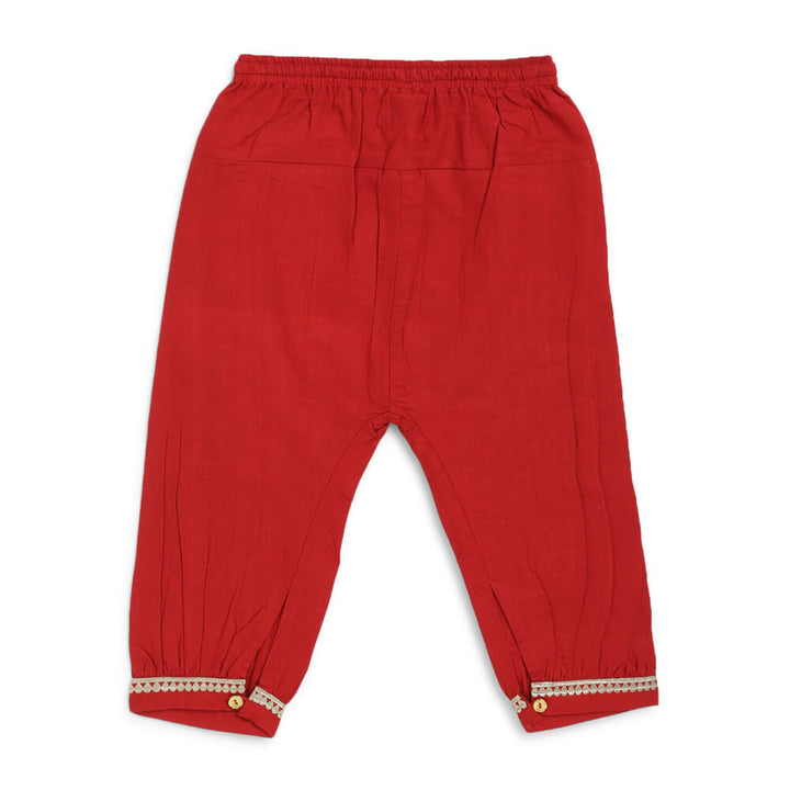 Tiber Taber Baby Girl Bandhani Cotton Angrakha Suit Set - Red