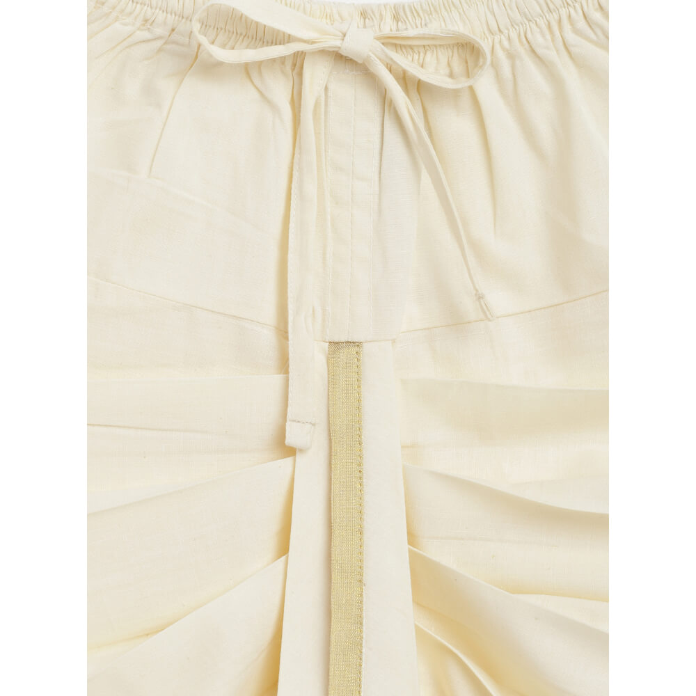 Tiber Taber Baby Boy Ganesha Embroidered Cotton Dhoti Kurta Set - Yellow