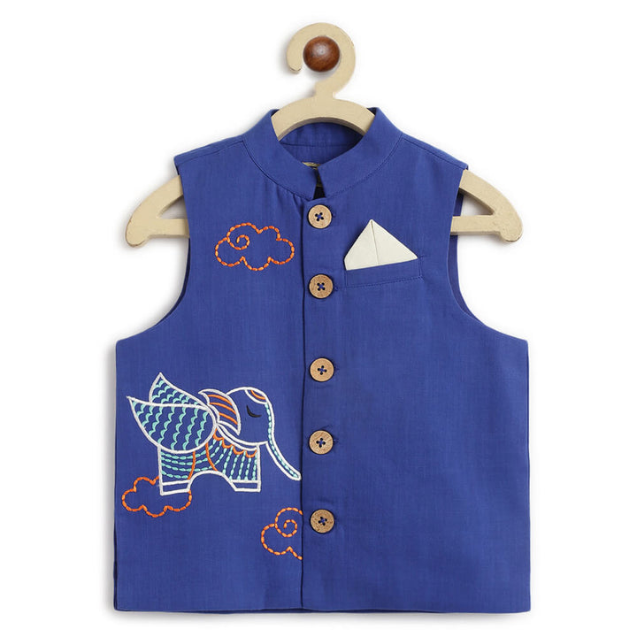 Tiber Taber Boy Elephant Bundi Jacket - Blue