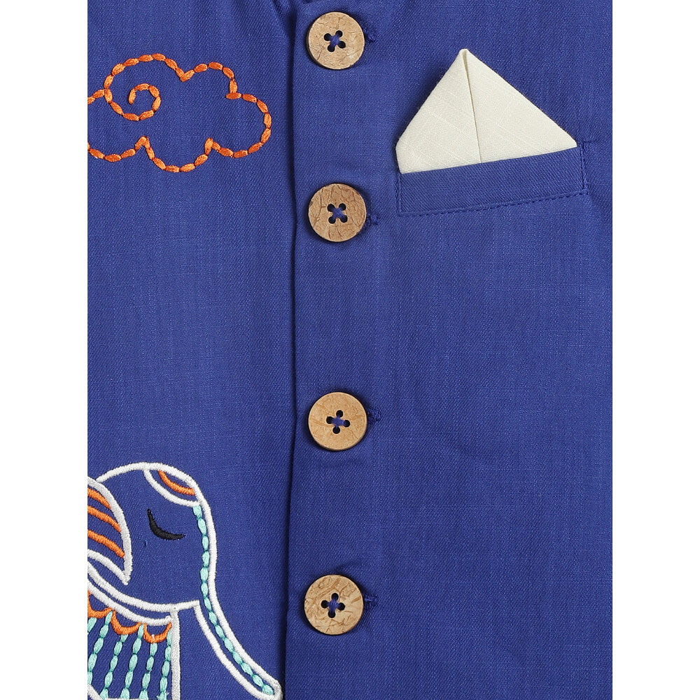 Tiber Taber Boy Elephant Bundi Jacket - Blue