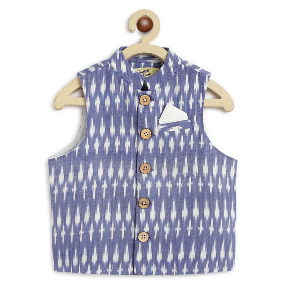 Tiber Taber Boy Ikkat Bundi Jacket - Blue