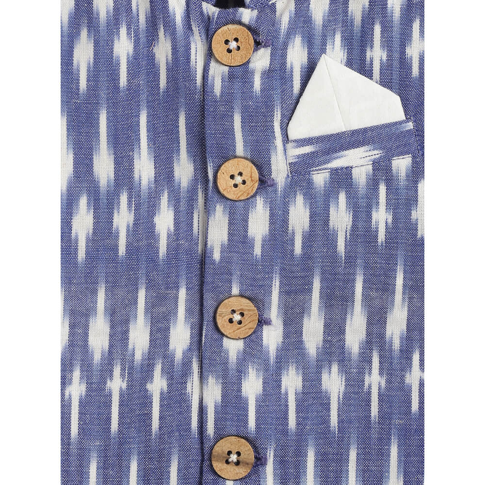 Tiber Taber Boy Ikkat Bundi Jacket - Blue