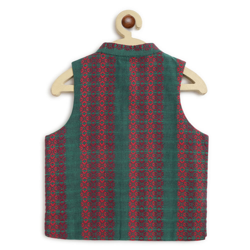 Tiber Taber Boy Jacquard Multi 3 Pc Bundi Set - Maroon