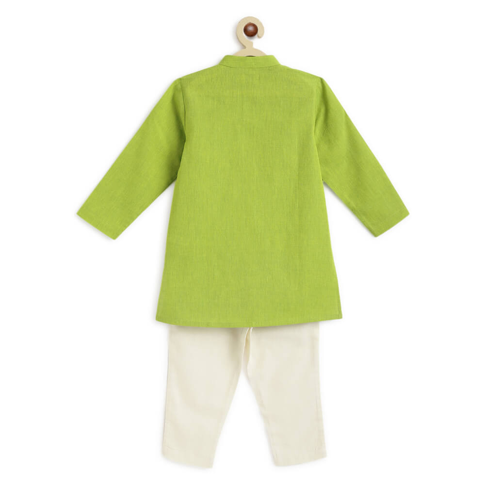 Tiber Taber Boy Lion Kurta Pyjama Set - Green
