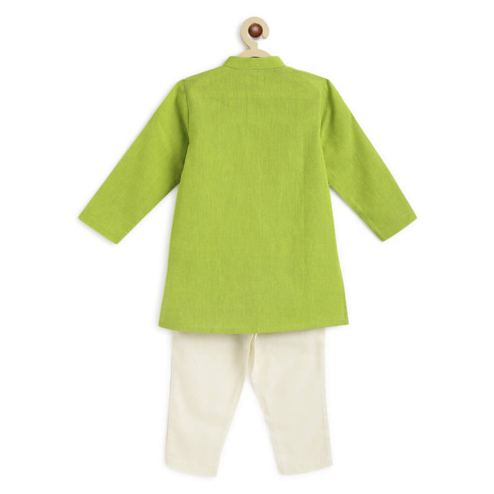 Tiber Taber Boy Lion Kurta Pyjama Set - Green