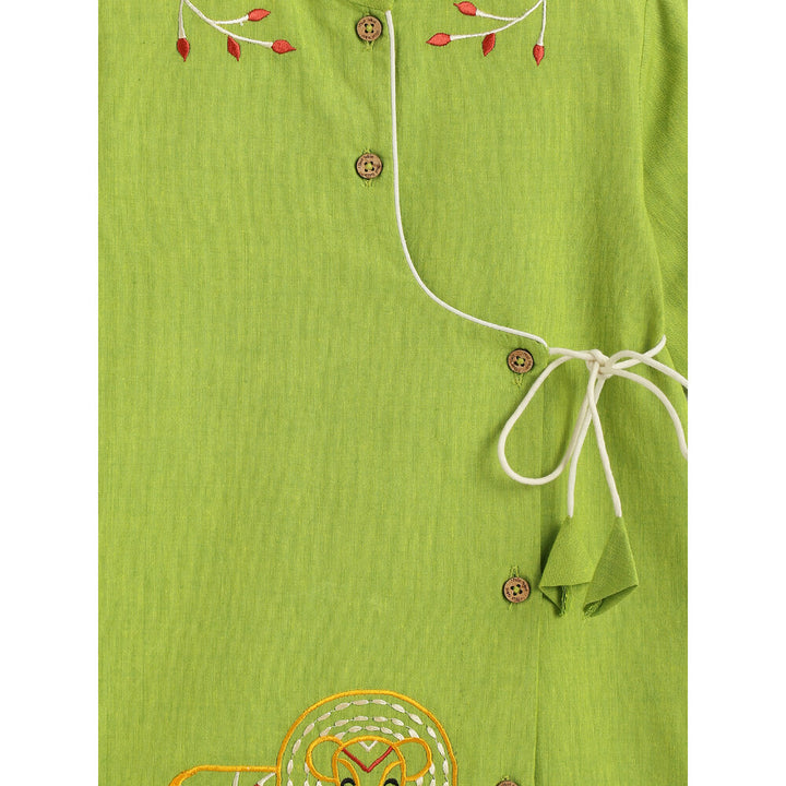 Tiber Taber Boy Lion Kurta Pyjama Set - Green