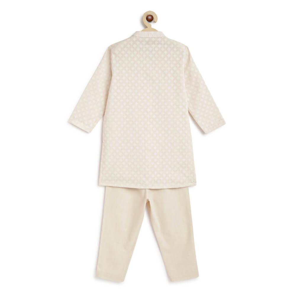 Tiber Taber Boy Vanilla Sky Kurta Pyjama Set-Cream