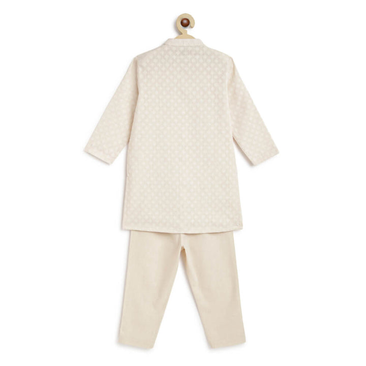Tiber Taber Boy Vanilla Sky Kurta Pyjama Set-Cream