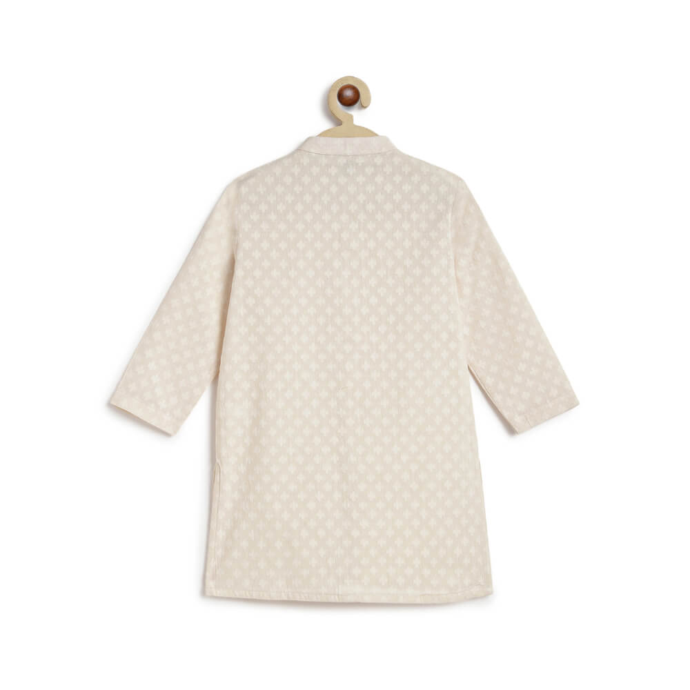 Tiber Taber Boy Vanilla Sky Kurta Pyjama Set-Cream