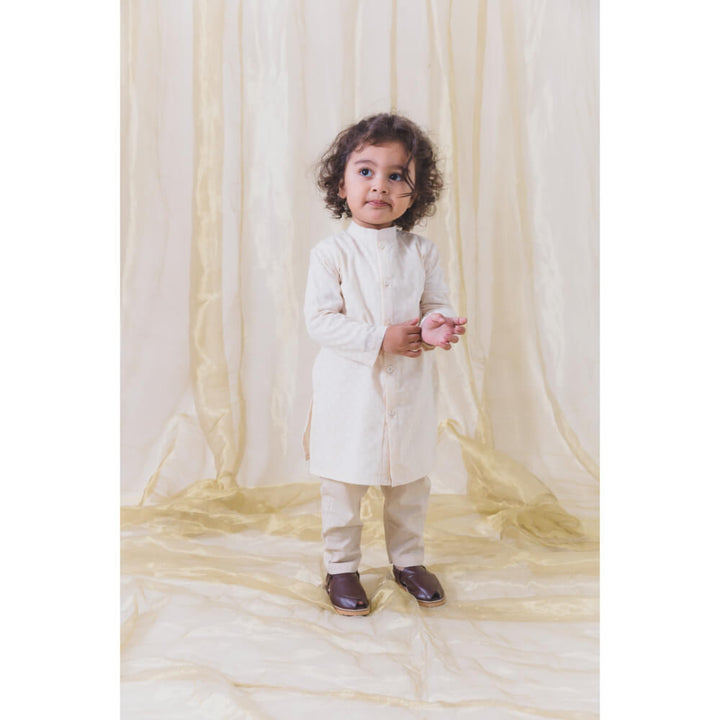 Tiber Taber Boy Vanilla Sky Kurta Pyjama Set-Cream