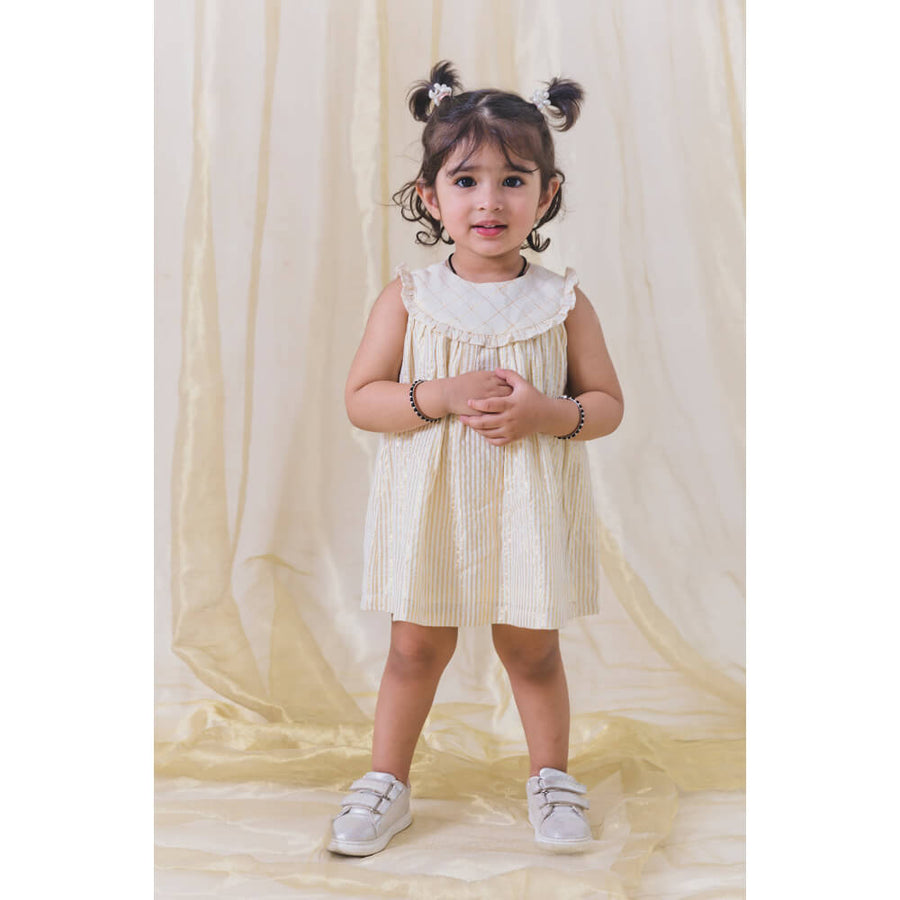 Tiber Taber Girl Summer Shimmer Dress-Cream