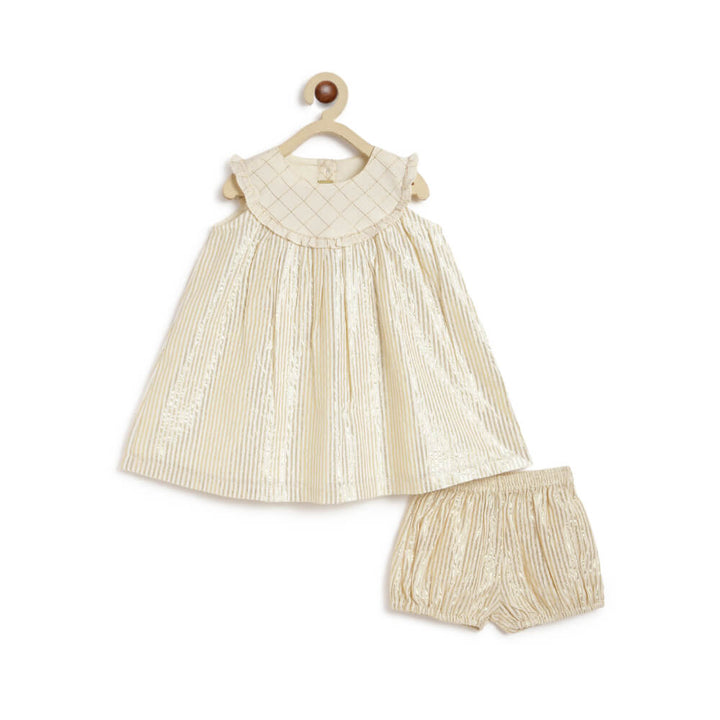 Tiber Taber Girl Summer Shimmer Dress-Cream