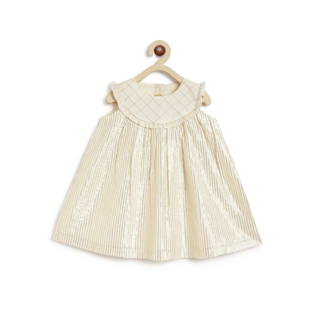 Tiber Taber Girl Summer Shimmer Dress-Cream