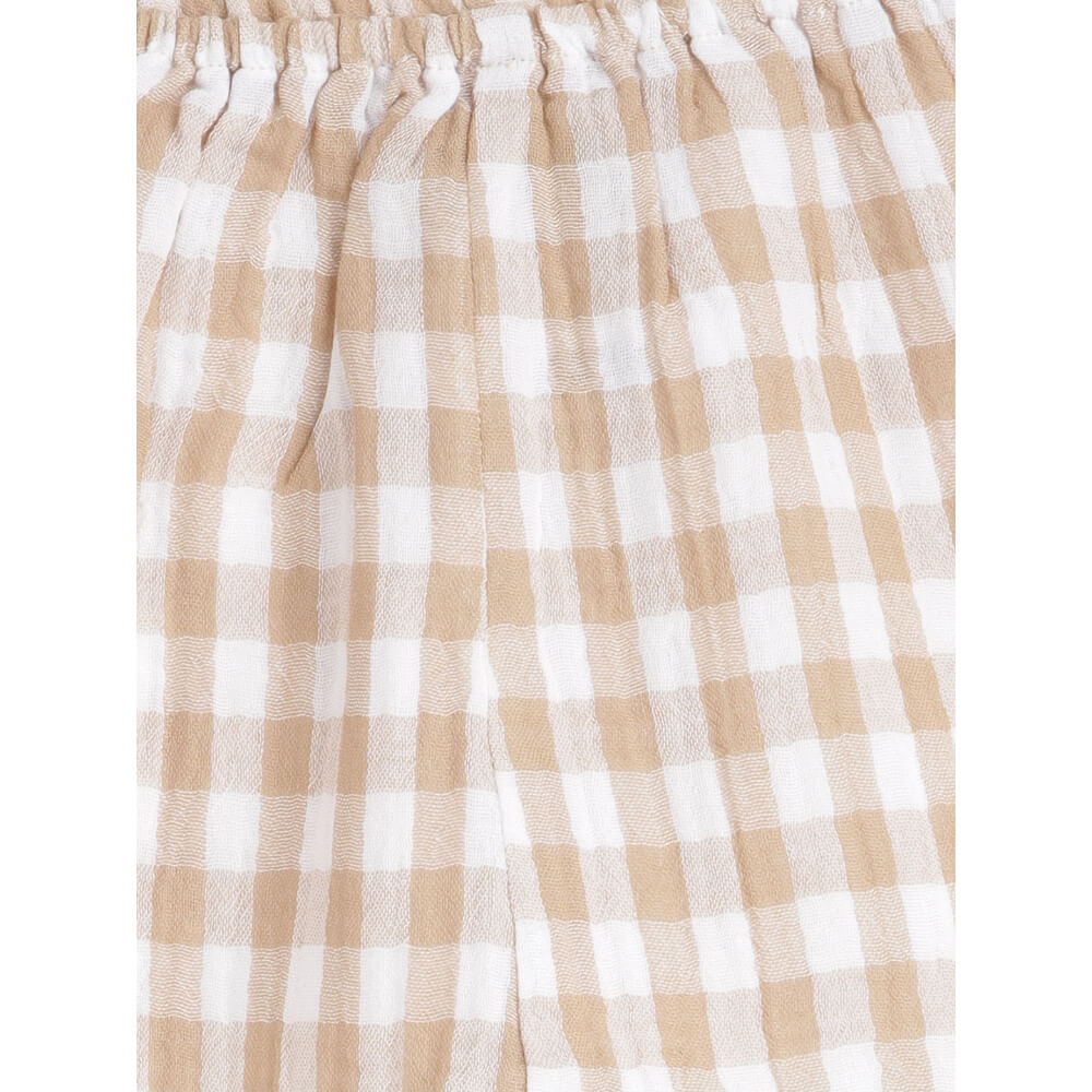 Tiber Taber Unisex Check Mate Jhabla Set-Beige