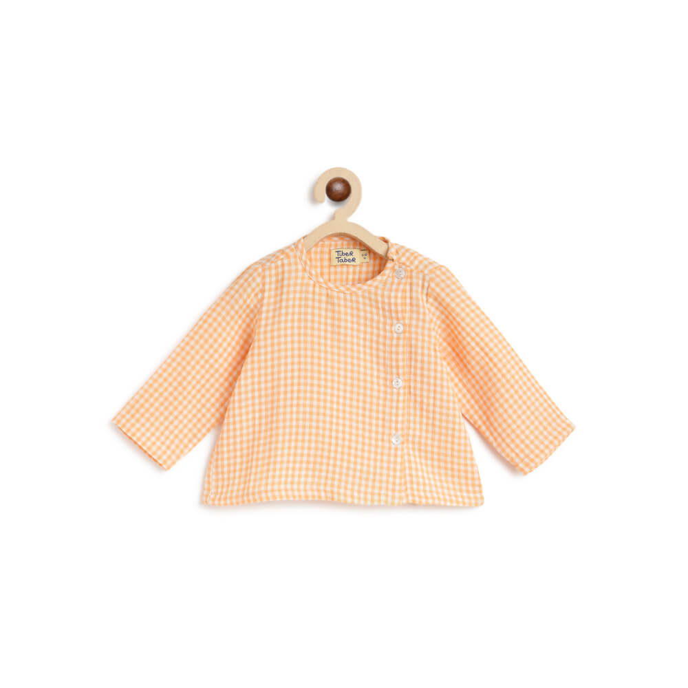 Tiber Taber Unisex Check Mate Jhabla Set-Orange