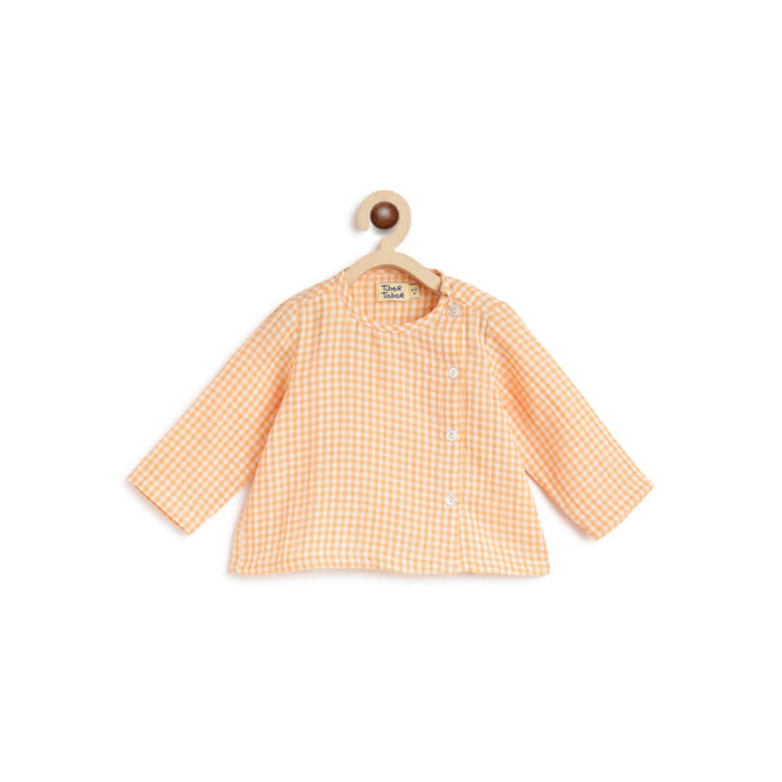 Tiber Taber Unisex Check Mate Jhabla Set-Orange