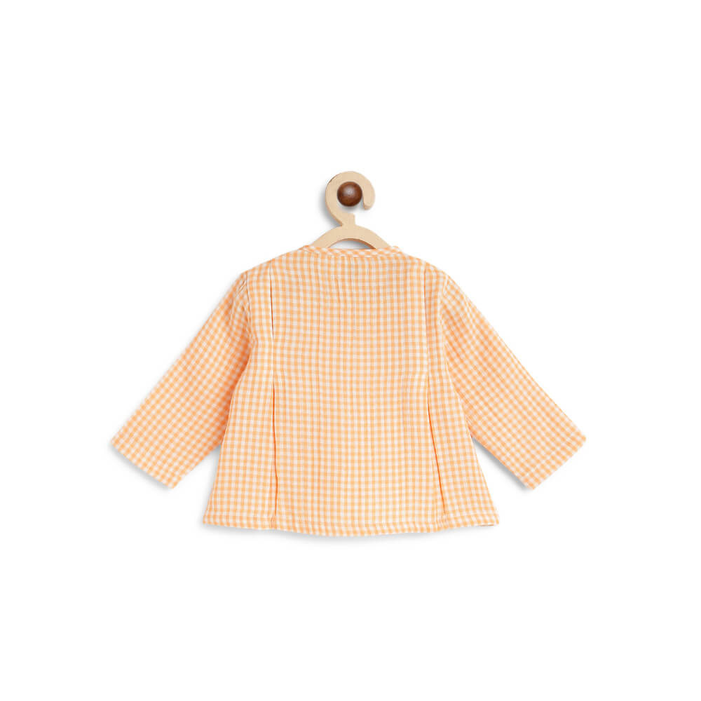 Tiber Taber Unisex Check Mate Jhabla Set-Orange