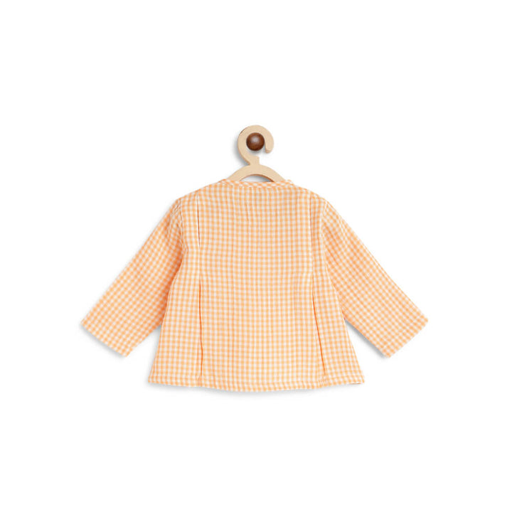 Tiber Taber Unisex Check Mate Jhabla Set-Orange