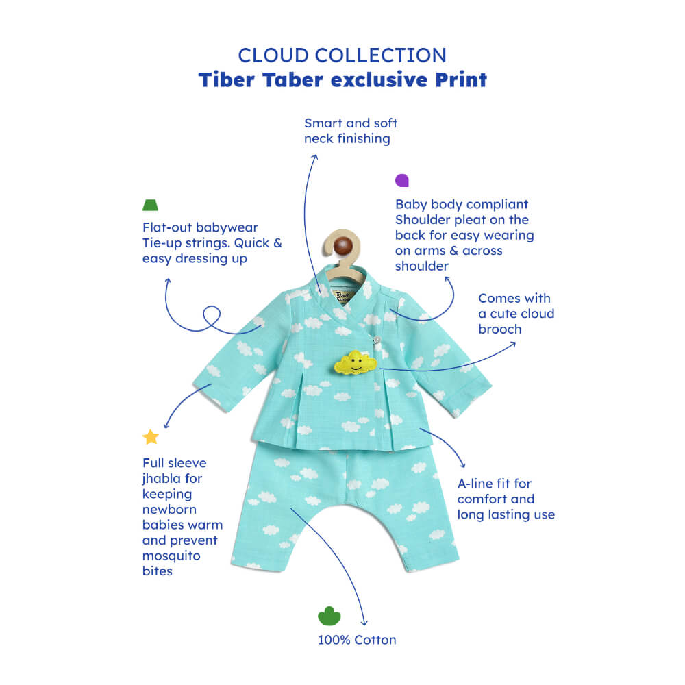 Tiber Taber Unisex Little Dreamer Jhabla Set-Blue