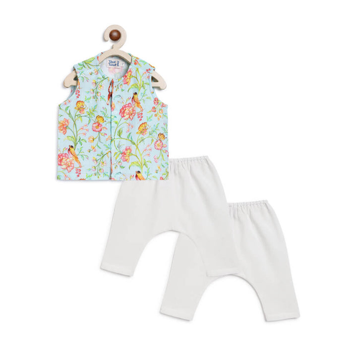 Tiber Taber Unisex Garden Glory Jhabla Set-Green