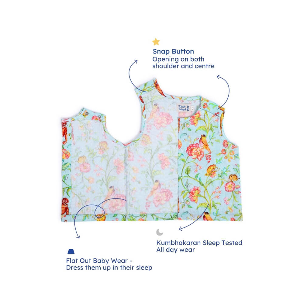 Tiber Taber Unisex Garden Glory Jhabla Set-Green